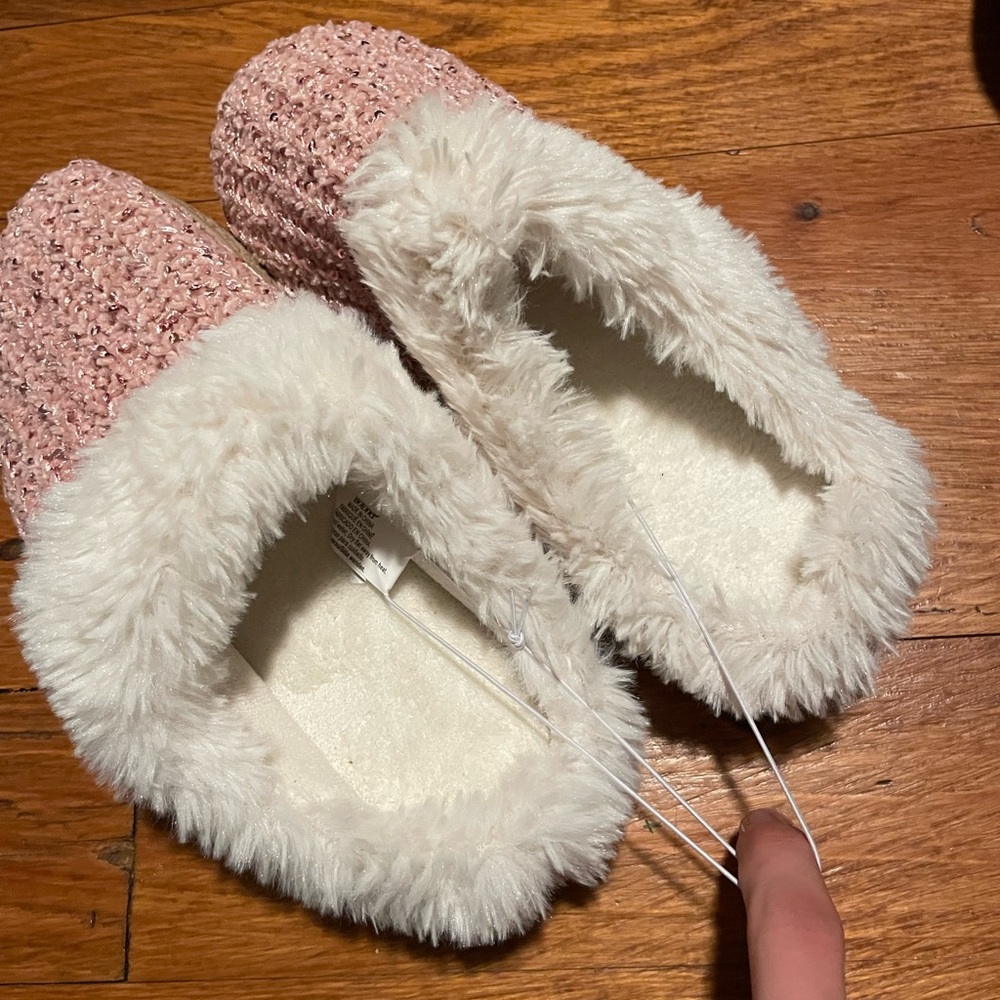 Cozy Pink and White Kids Slippers